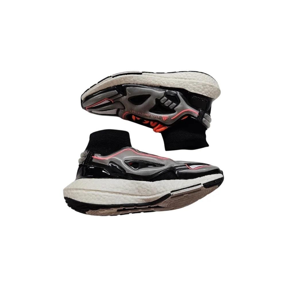 adidas Women's Black Gray White Sneakers with Orange Laces